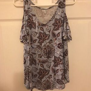 Paisley print cold shoulder top